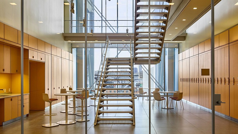 Staircase inside the Jerome L. Greene Science Center